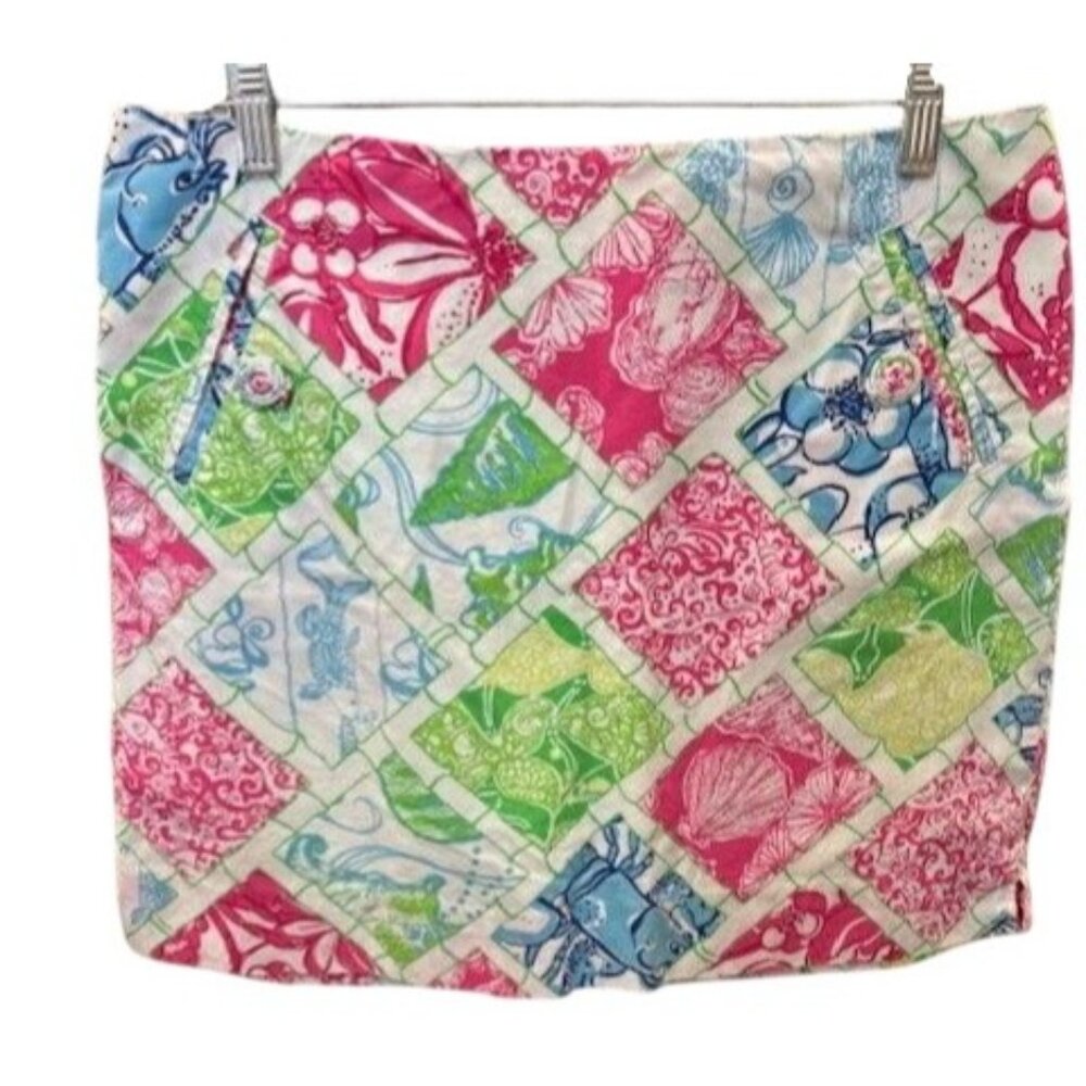 Lilly Pulitzer Jubilee Patchwork Skirt Size 6 Multicolor‎ Cotton Pockets